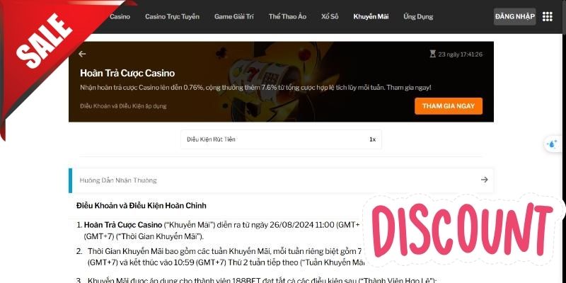 Chi tiết sự kiện khuyến mãi hoàn trả casino